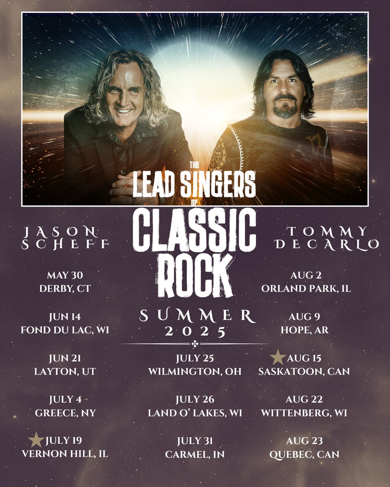 Tommy DeCarlo Lead Singers of Classic Rock Tour Poster 2025